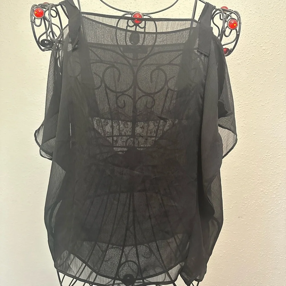 Jessica Simpson Black Sheer Ruffled Blouse - Picture 3 of 15